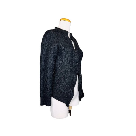 Blake Baby Alpaca Womens Zip Up Cardigan Made in Peru Gray Chunky Knit Sz Med - Picture 6 of 11